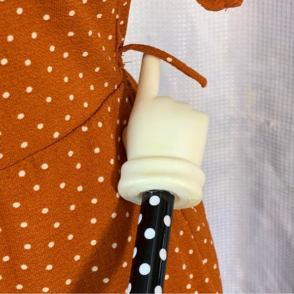 MONTEAU Flattering Rust Orange and Cream Polka Dot Short Sleeve Dress - Picture 10 of 11